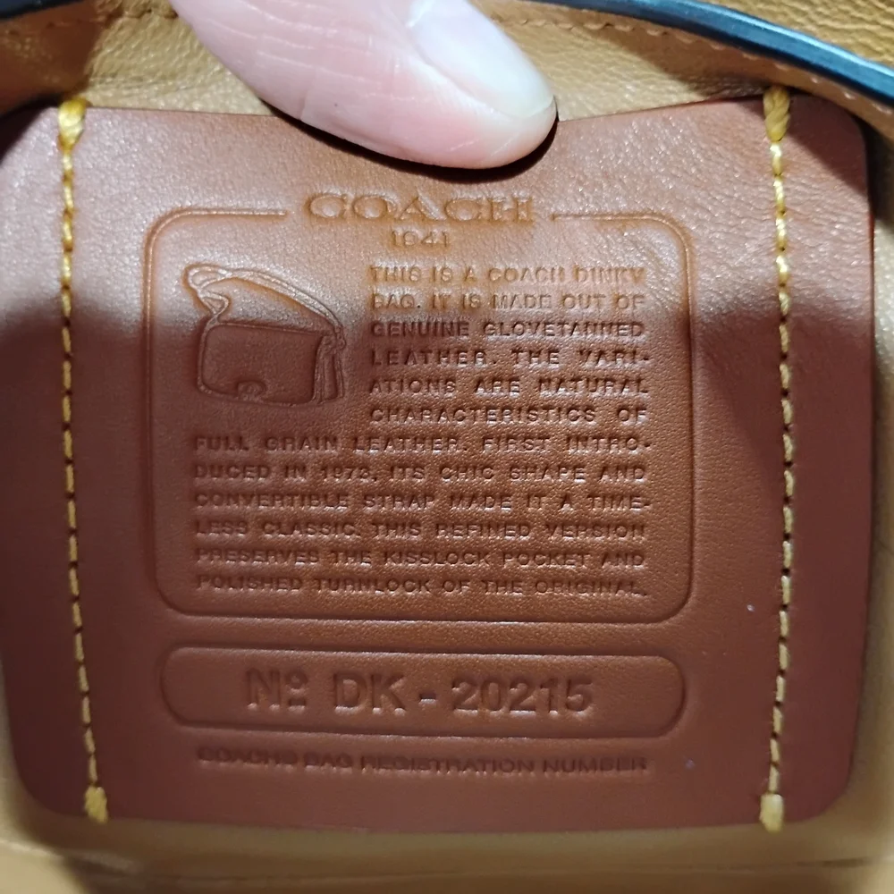 Coach Brown Leather Dinky Turn-Lock Crossbody Wallet with Contrasting Stitching